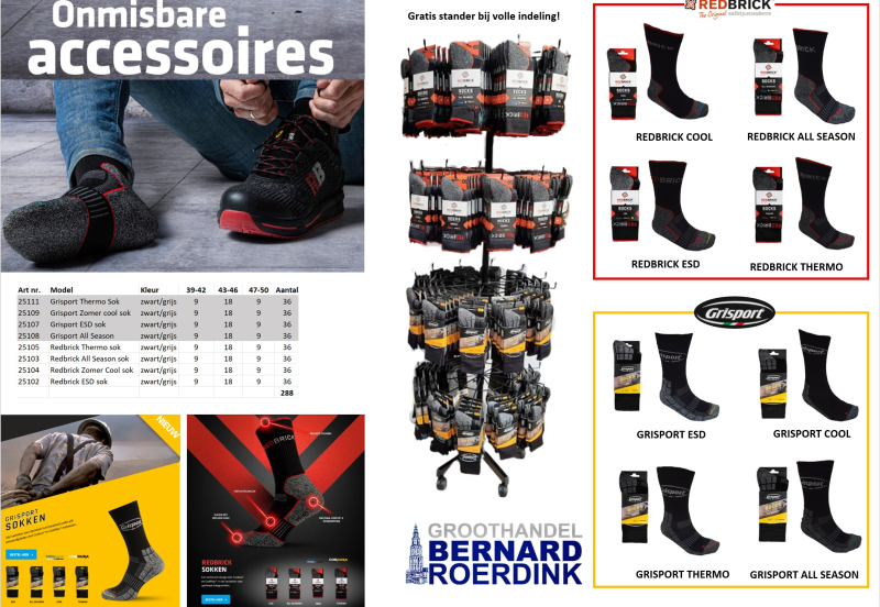 Redbrick Accessoires Sokken 25105 Thermo grijs-zwart