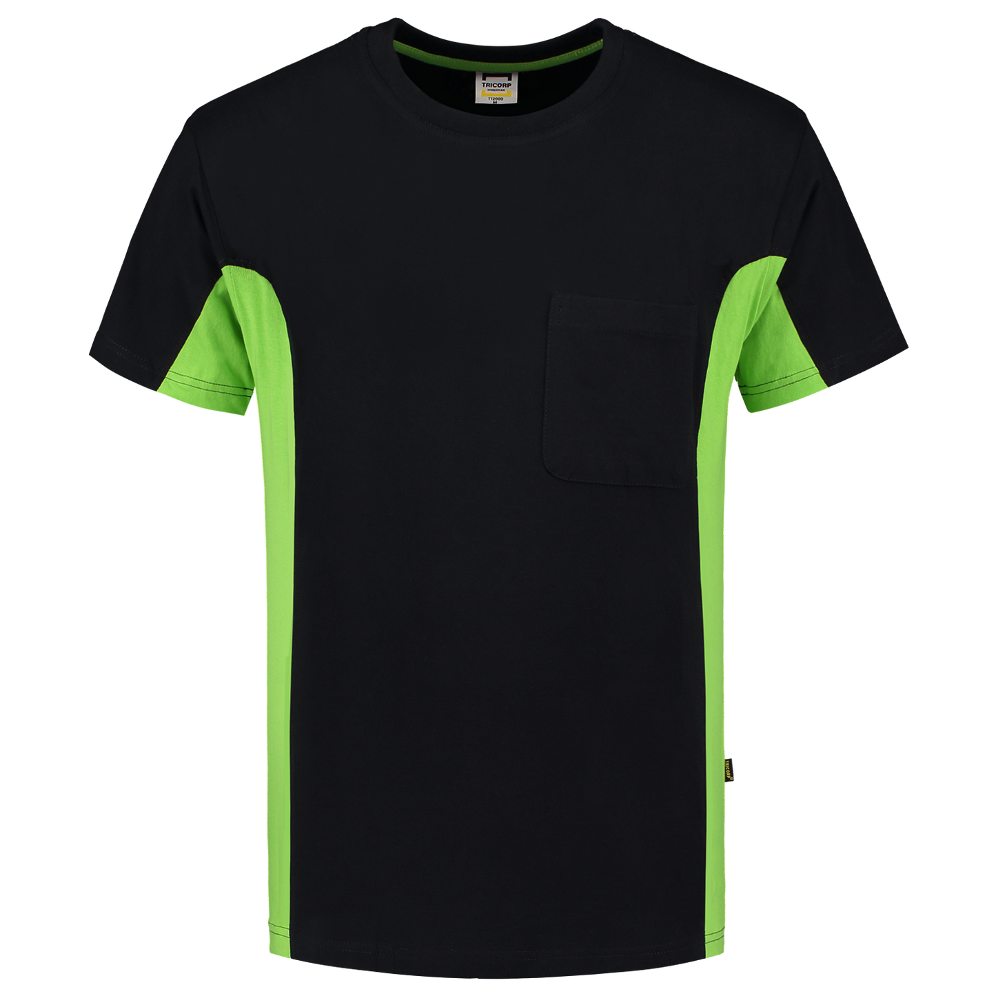 Tricorp Workwear T-shirts 102002-TT2000 zwart-limoen(blacklime)