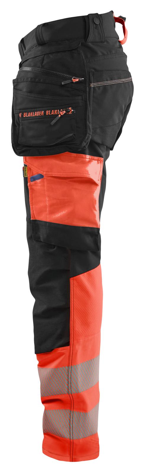 Blaklader High Vis Werkbroeken 11251648 4-weg stretch HiVis zwart-fluo rood(9955)
