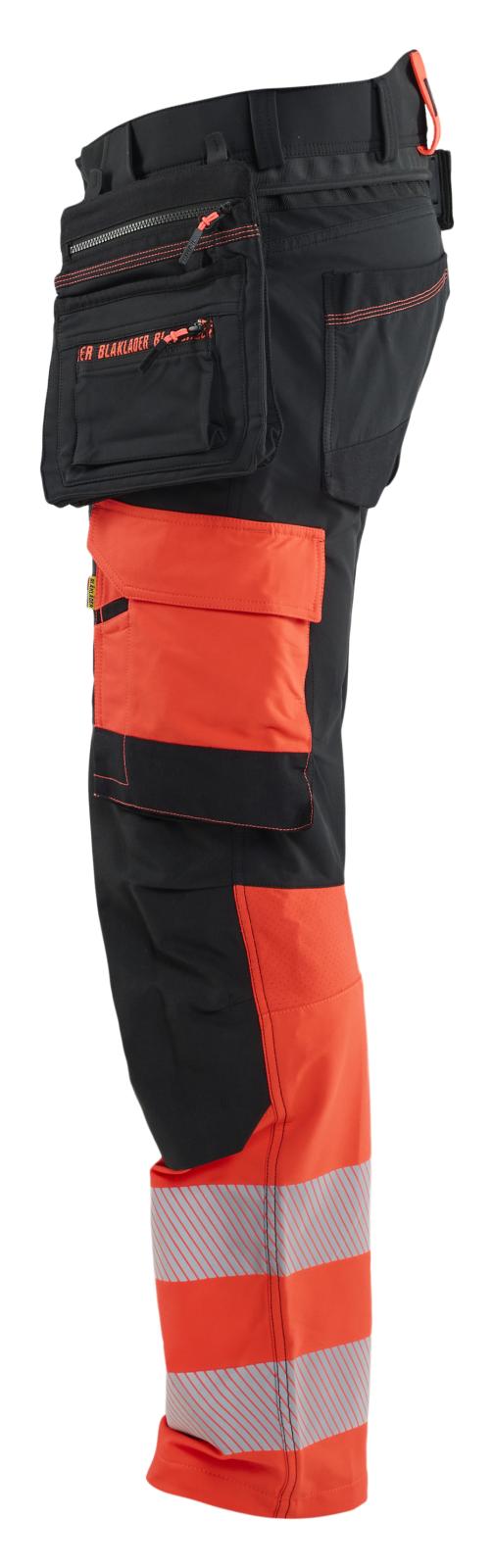 Blaklader High vis ToolRig Werkbroeken 11451648 4-weg stretch HiVis zwart-fluo rood(9955)