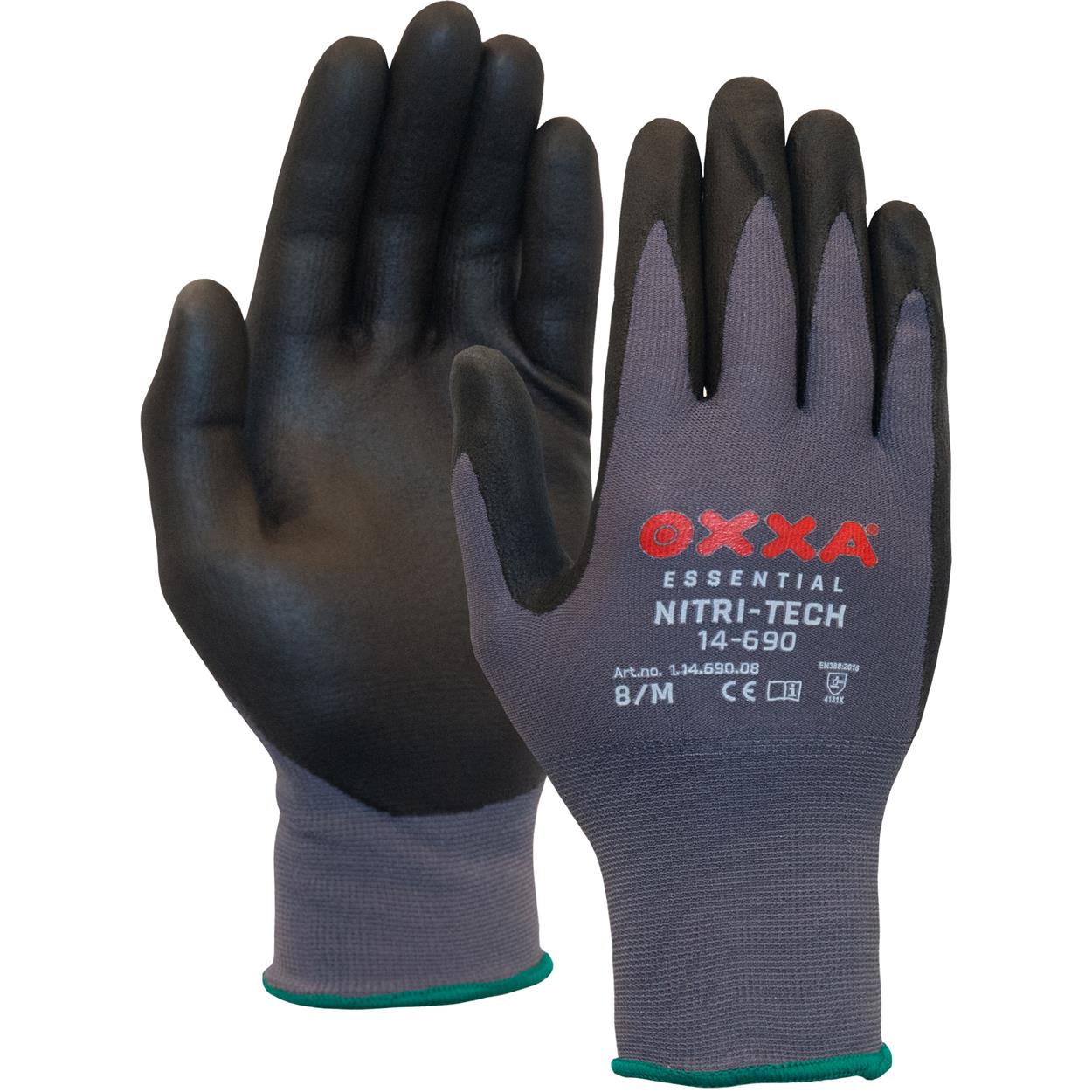 OXXA Essential Handschoen Nitri-Tech 14-690 zwart-grijs