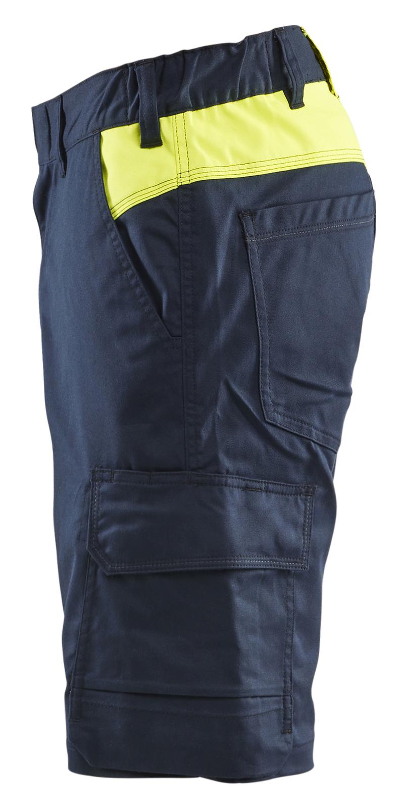 Blaklader Industrie Shorts 14461832 kort stretch reflectie donker marineblauw-fluo geel(8633)