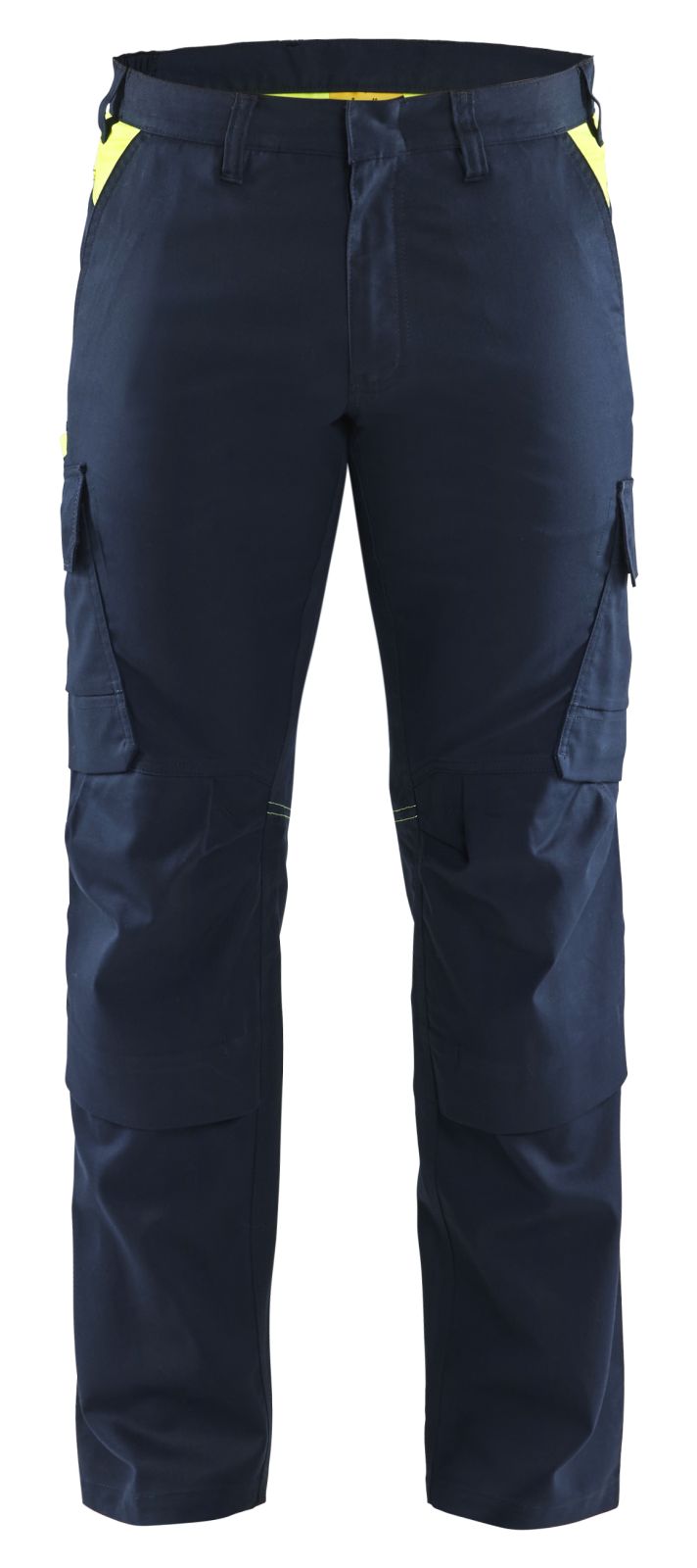 Blaklader Industrie Werkbroeken 14481832 stretch kniezakken reflectie donker marineblauw-fluo geel(8633)