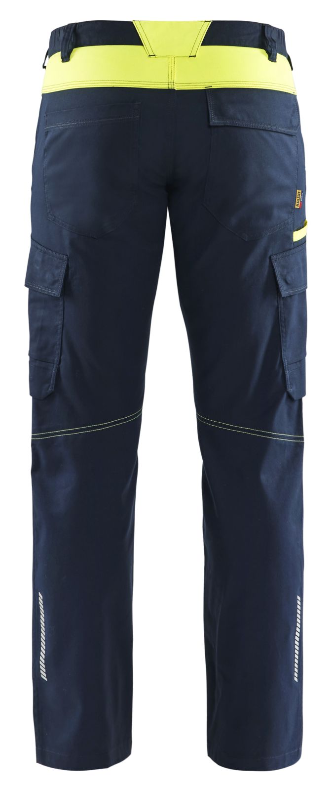 Blaklader Industrie Werkbroeken 14481832 stretch kniezakken reflectie donker marineblauw-fluo geel(8633)