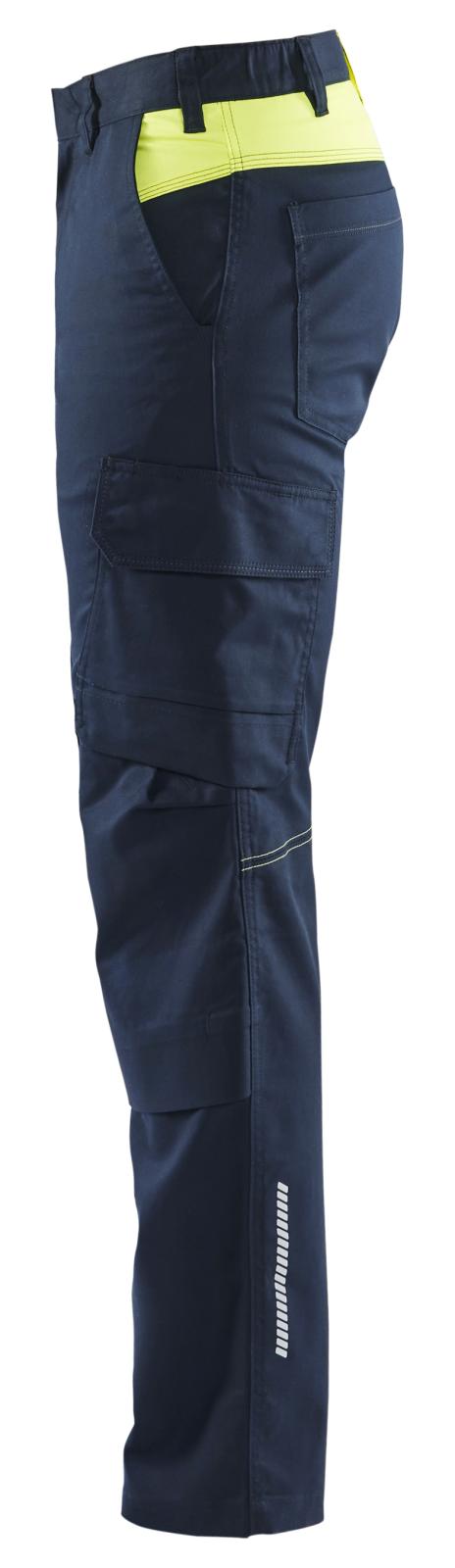 Blaklader Industrie Werkbroeken 14481832 stretch kniezakken reflectie donker marineblauw-fluo geel(8633)