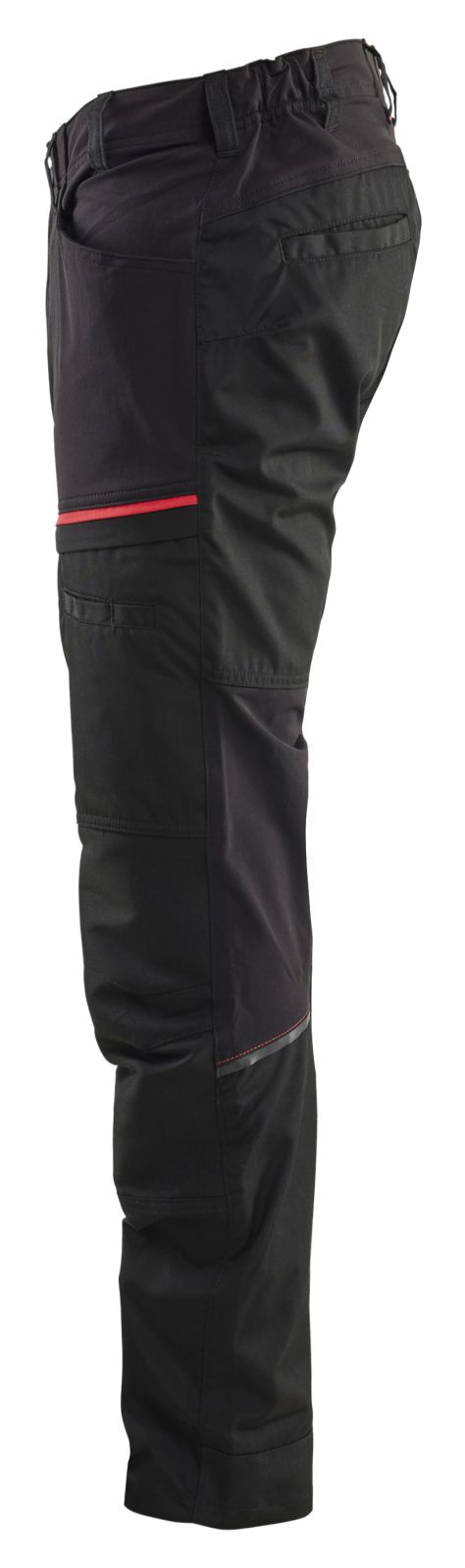 Blaklader Industrie/Service Broeken 14561845 stretch zwart-rood(9956)