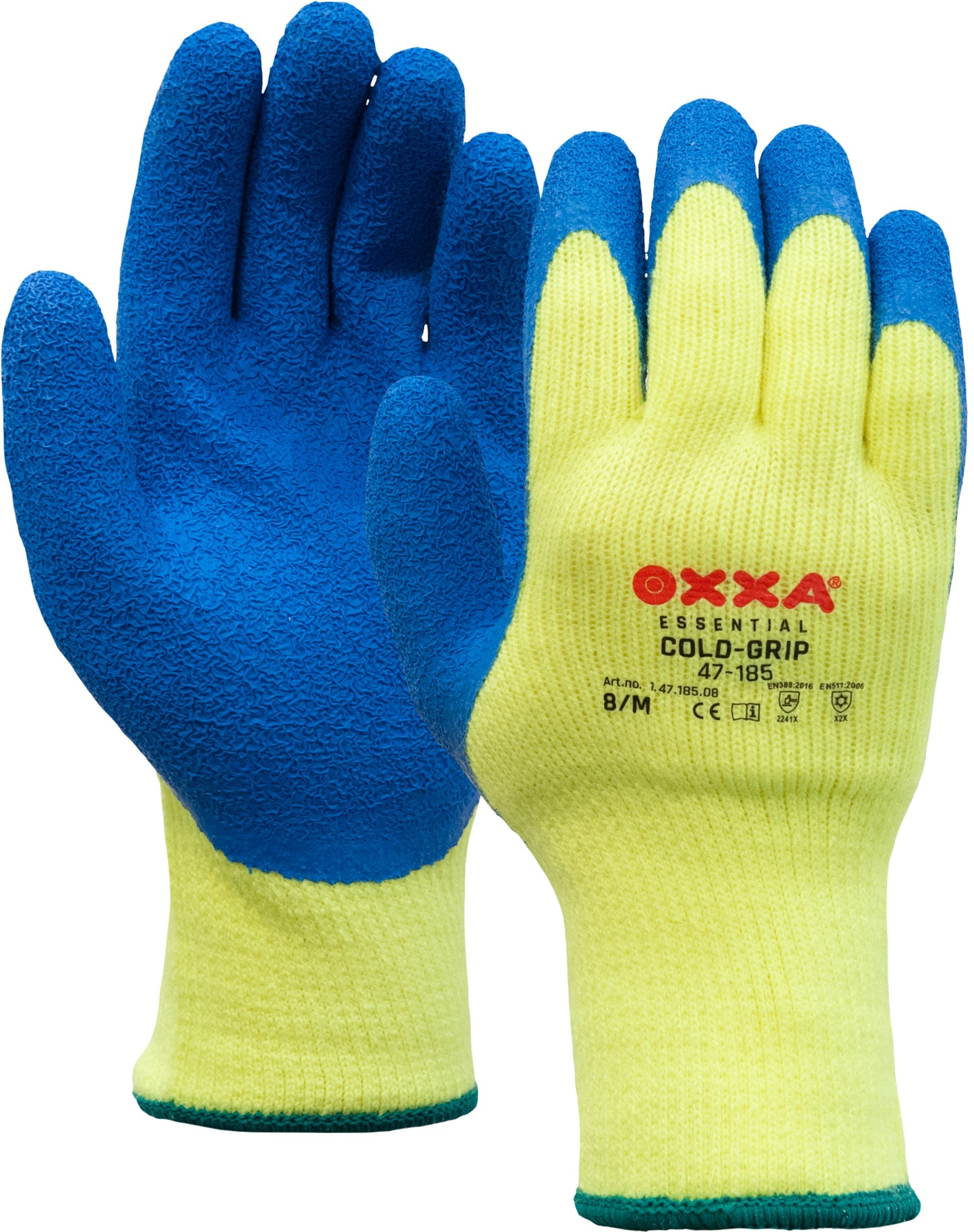 OXXA Essential Handschoenen Cold-Grip 47-185 HiVis fluo geel-blauw