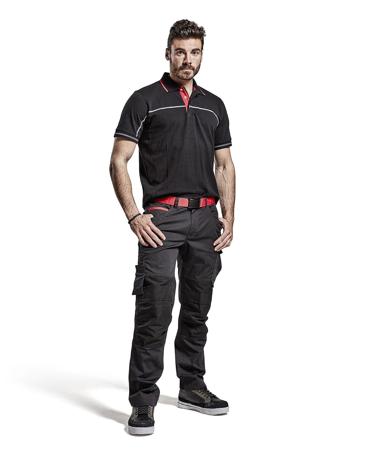 Blaklader Broeken 14951330 met Stretch zwart-rood(9956)