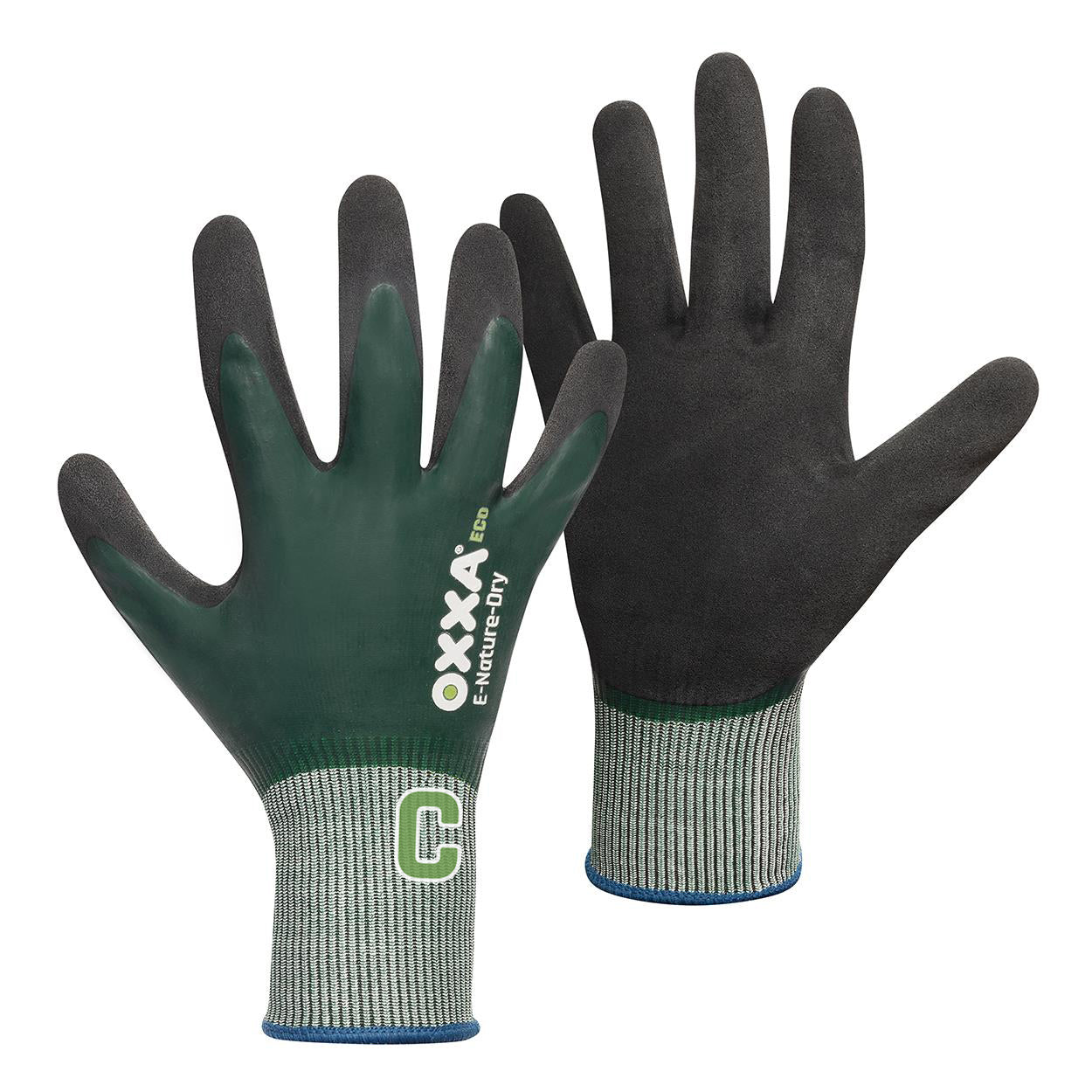 OXXA Premium ECO Handschoen E-Nature-Dry Cut C 52-060 snij D vloeistofdicht zwart-groen