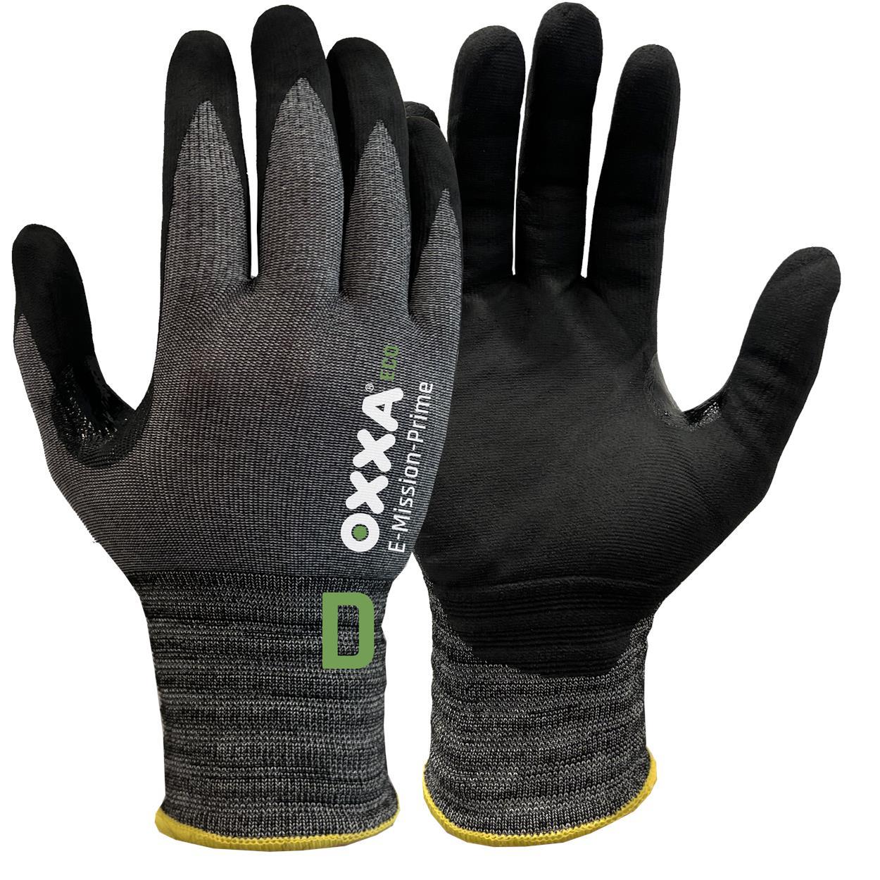 OXXA Premium ECO Handschoen E-Mission-Prime Cut D 52-720 snij D touchscreen ventilatie zwart-peper & zoutgrijs