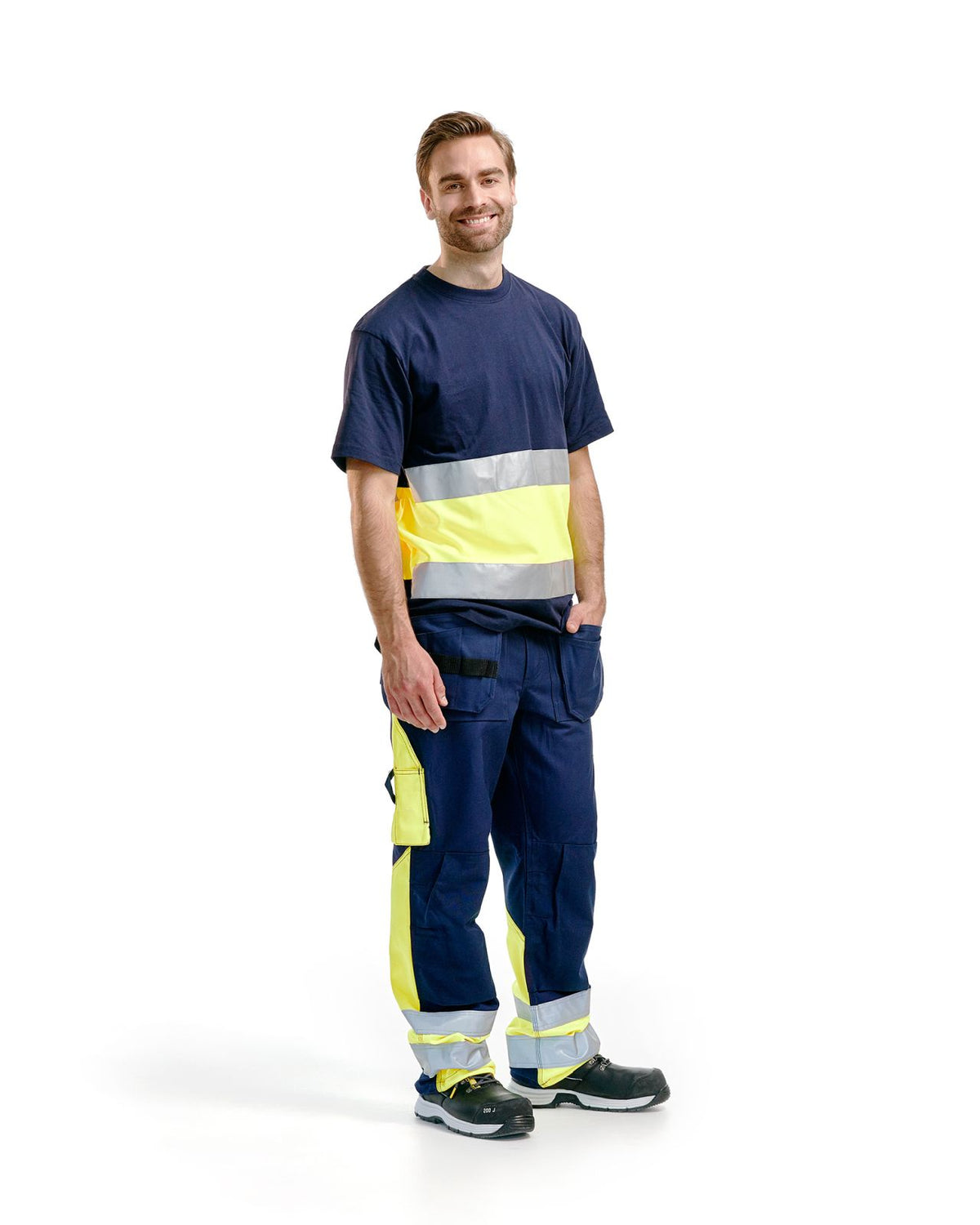Blaklader Broeken 15291370 HiVis marineblauw-geel(8833)