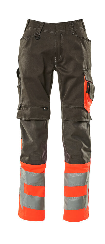 Mascot Safe Supreme Broeken 15679-860 Leeds donker antracietgrijs-fluo rood(18222)