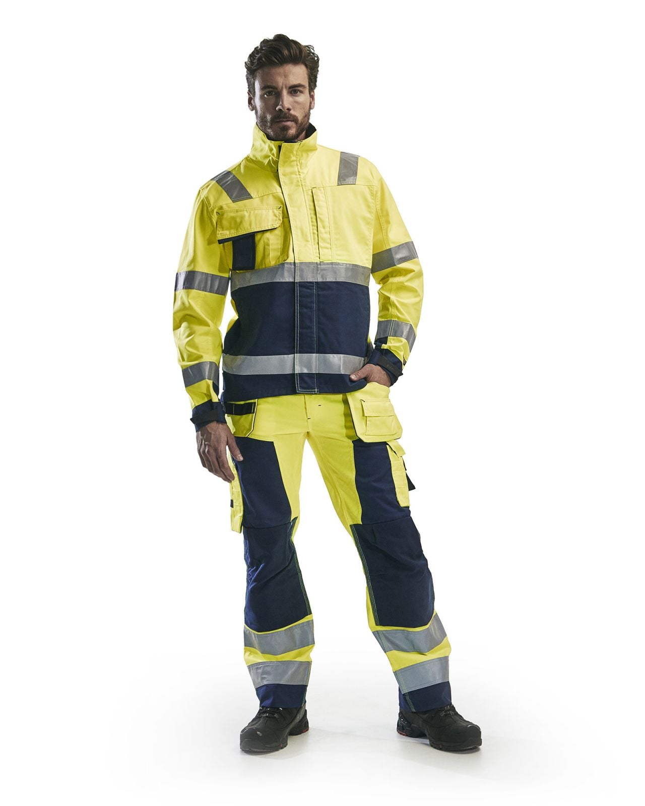 Blaklader Broeken 15681811 HiVis fluo geel-marineblauw(3389)