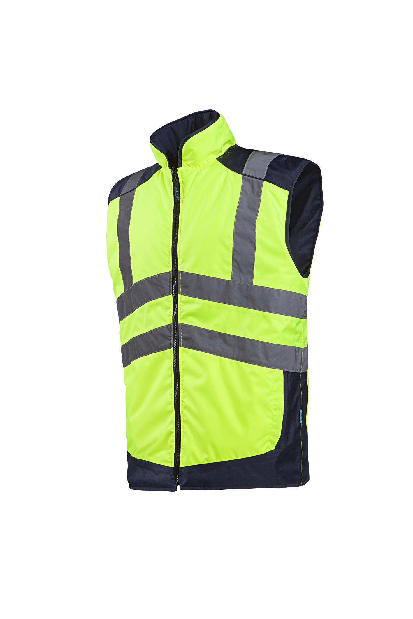 Sioen Bodywarmers Burton fluo geel-marineblauw