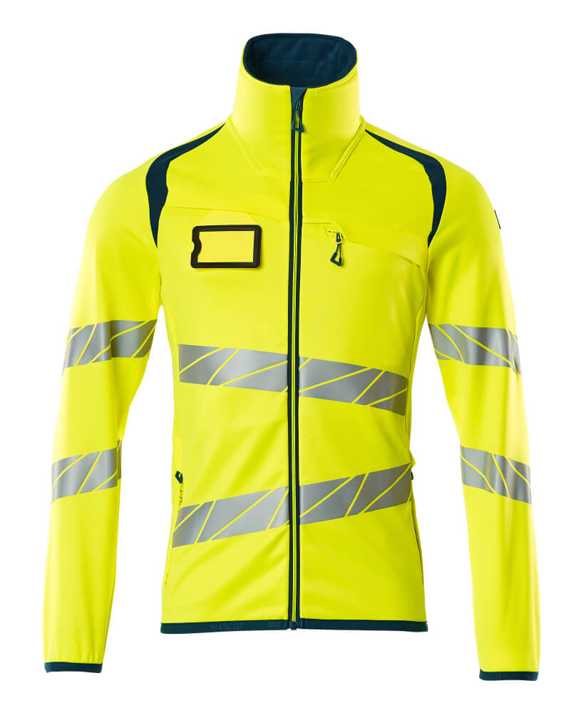 Mascot Accelerate Safe Fleecetrui 19103-315 met rits fluo geel-donkerpetrol(1744)