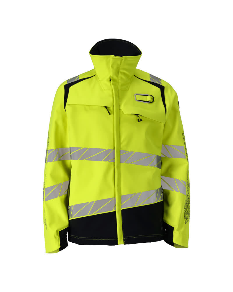 Mascot Accelerate multisafe Jas 21002-335 softshell vlamwerend antistatsich HiVis fluo geel-donker marineblauw(17010)