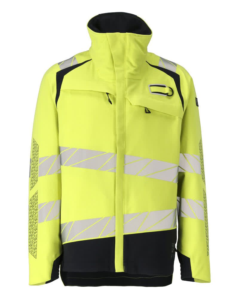 Mascot Accelerate multisafe Jas 21301-292 shell vlamwerend antistatsich HiVis fluo geel-donker marineblauw(17010)