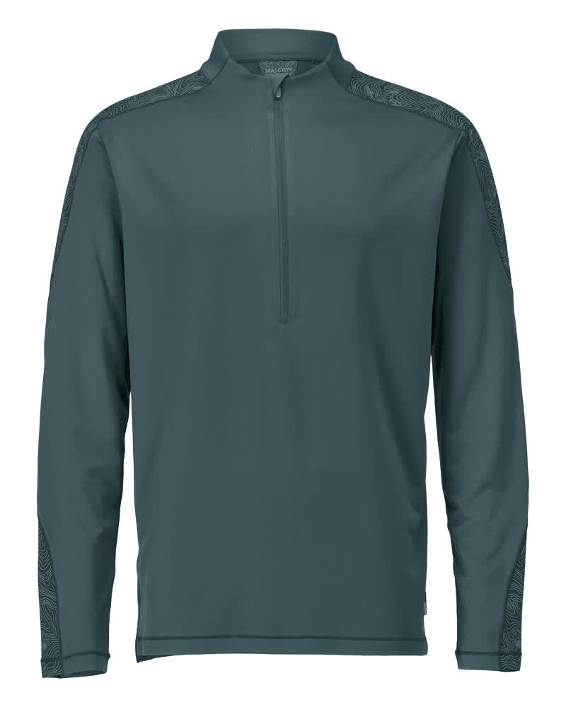 Mascot Customized T-shirt 22681-618 lange mouwen korte rits Premium vochtregulerend Modern fit bosgroen(34)