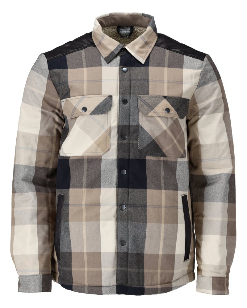 Mascot Customized Overhemd 23104-446 flanel teddy bont voering donkerzand geruit(599)