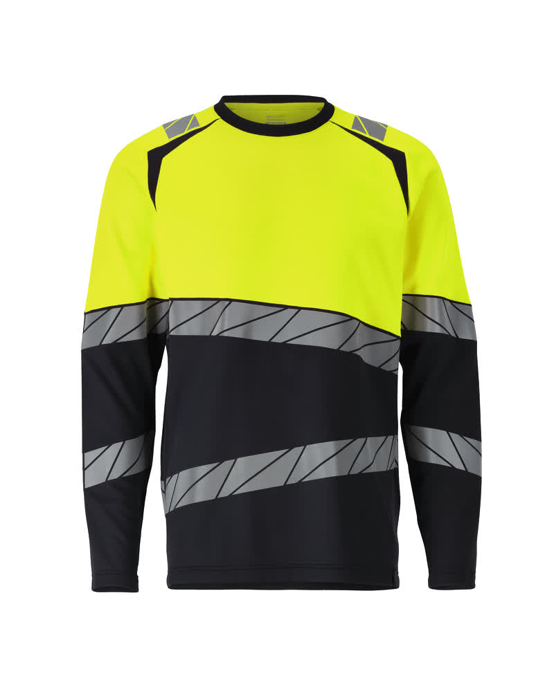 Mascot Accelerate safe T-shirt 25081-771 lange mouwen HiVis donker marineblauw-fluo geel(01017)