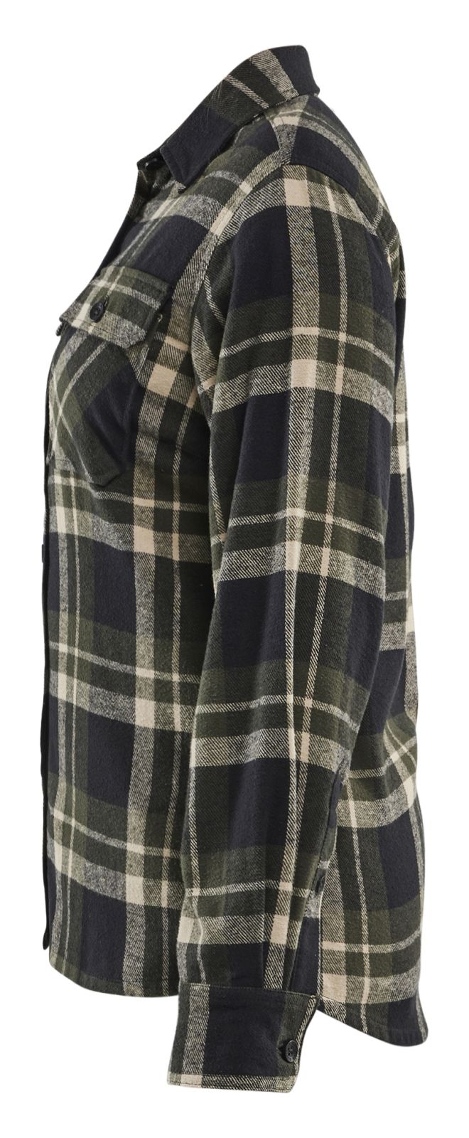 Blaklader Profiel Dames Overhemd 32181168 Flanel donker herfstgroen-zwart(4298)