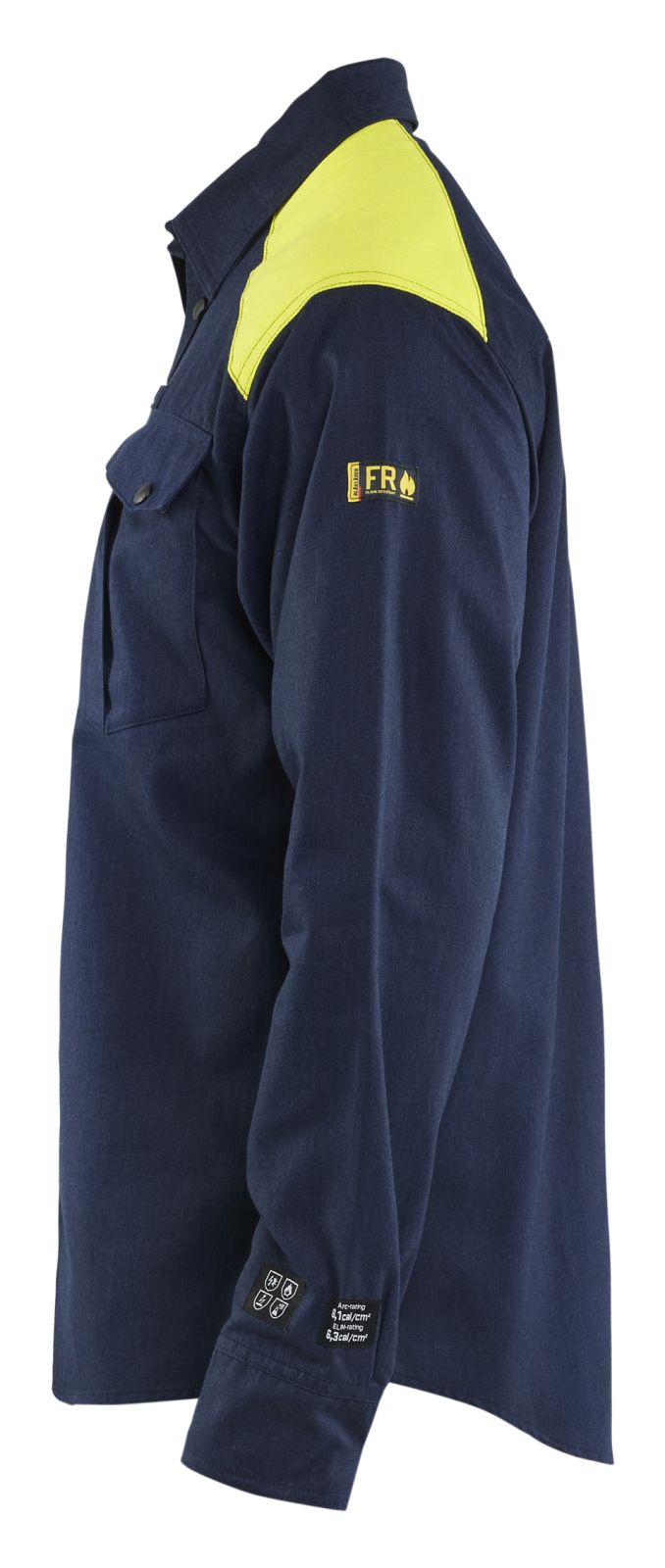 Blaklader Vlamvertragend Multinorm Overhemd 32381517 vlamvertragend HiVis chemische spatten metaalvrij marineblauw-fluo geel(8933)