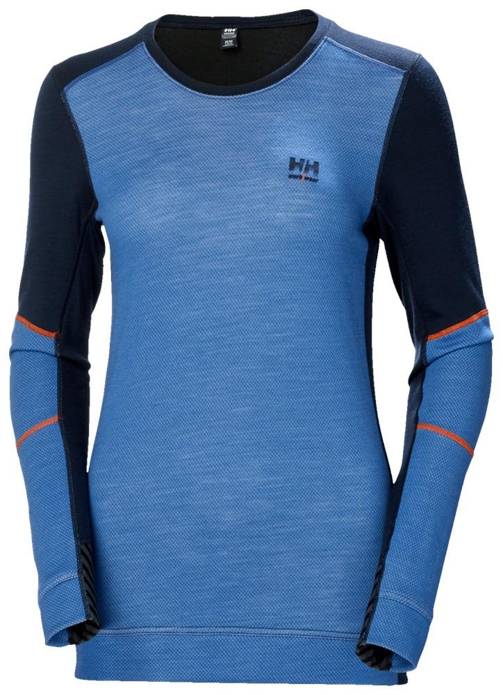 Helly Hansen Lifa Merino W Ondershirt 75209 Crewneck Thermo Gevoerd Baselayer marineblauw-steenblauw(595)