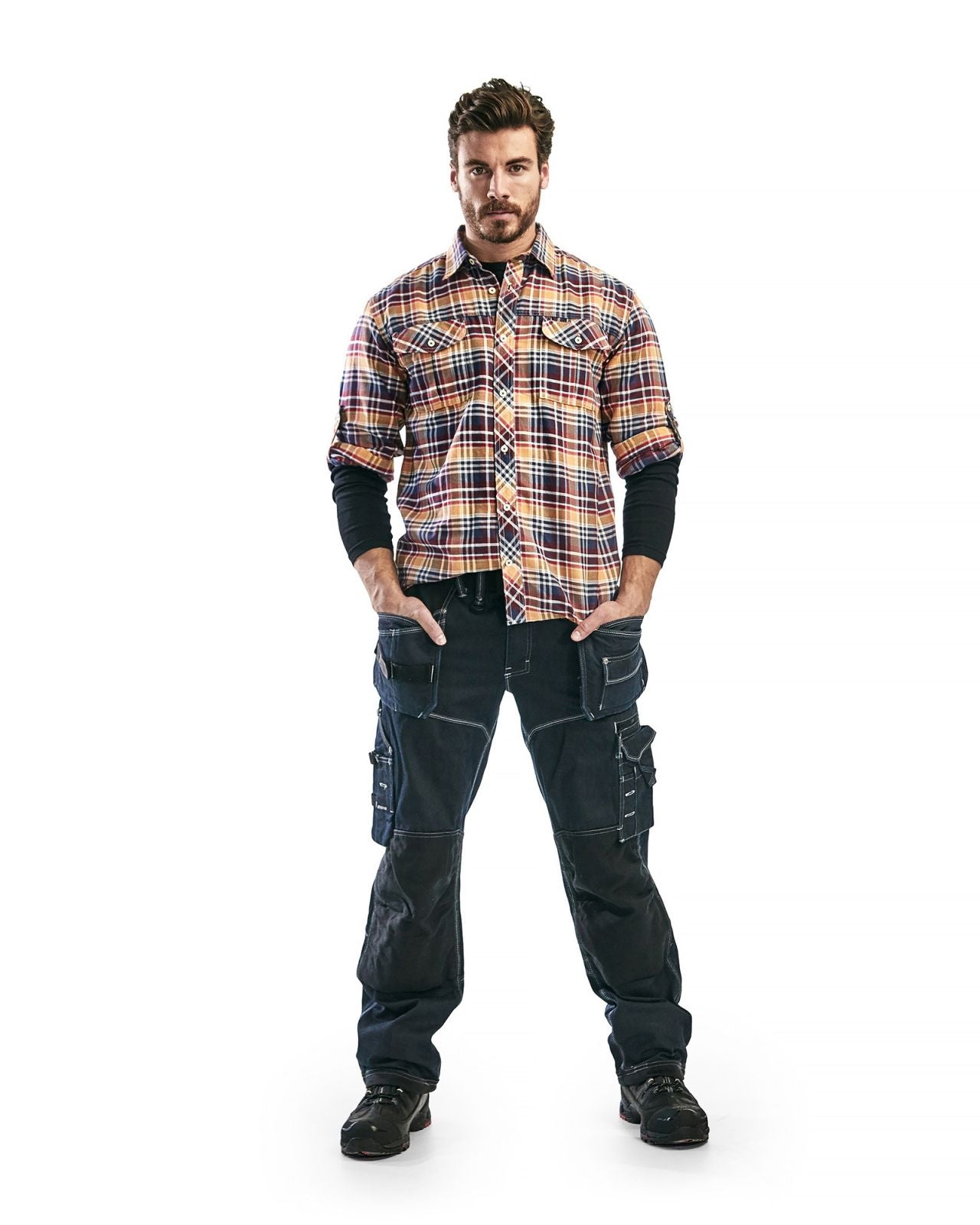 Blaklader Shirts 32991137 marineblauw-oranje(8954)