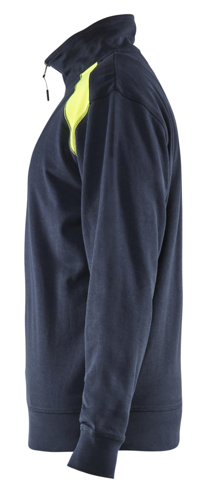 Blaklader Bi-Colour sweaters 33531158 halve rits donker marineblauw-fluo geel(8633)