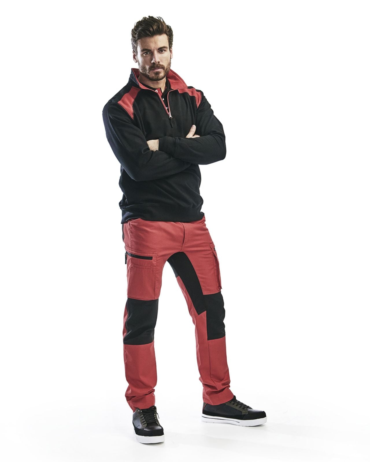 Blaklader Zipsweaters 33531158 zwart-rood(9956)