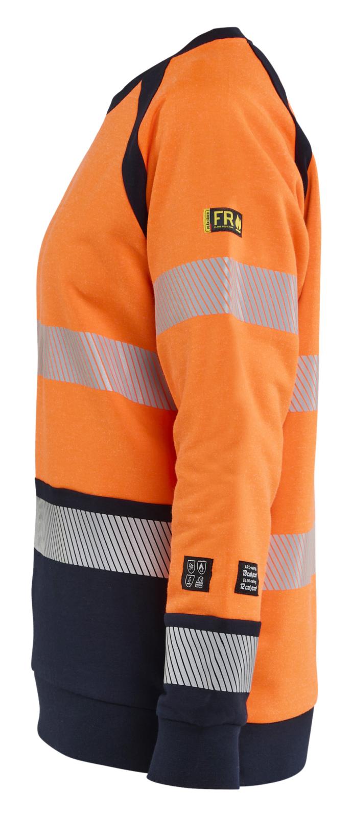 Blaklader Vlamvertragend Dames Multinorm Sweatshirt 34541745 inherent vlamwerend HiVis fluo oranje-marineblauw(5389)