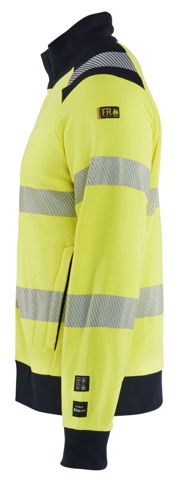 Blaklader Vlamvertragend Multinorm Sweatshirts 34611762 rits vlamwerend antistatisch HiVis klasse 1 koude fluo geel-marineblauw(3389)