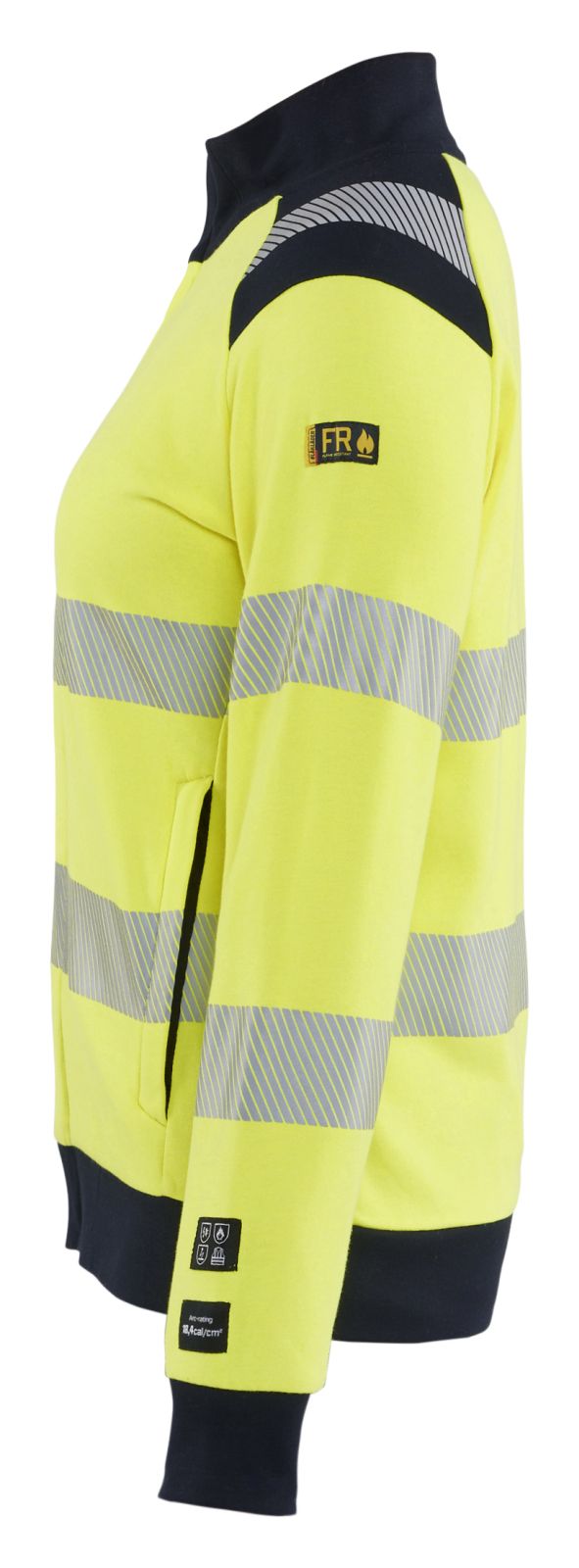 Blaklader Vlamvertragend Multinorm Dames Sweatshirts 34711762 rits vlamwerend antistatsich HiVis klasse 2 koude dames fluo geel-marineblauw(3389)