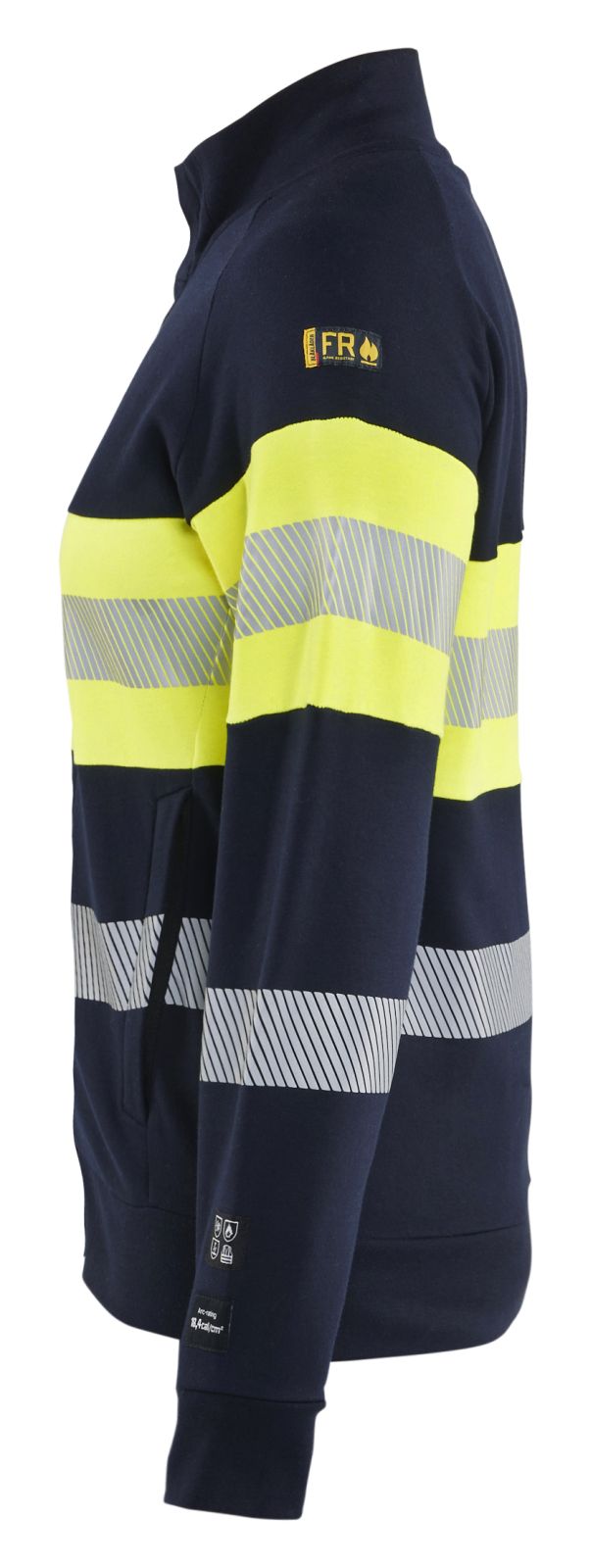 Blaklader Vlamvertragend Multinorm Dames Sweatshirts 34721762 rits vlamwerend antistatsich HiVis klasse 2 koude dames marineblauw-fluo geel(8933)