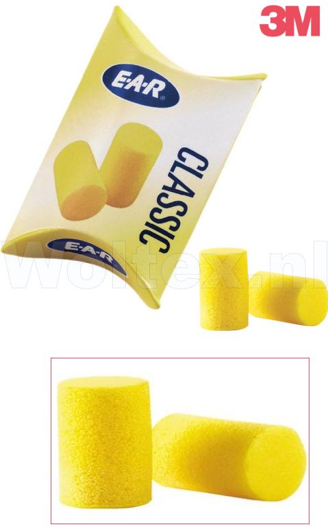 3M E-A-R Oordoppen Classic PP-01-002 Polymeerschuim Doos- 250 paar geel