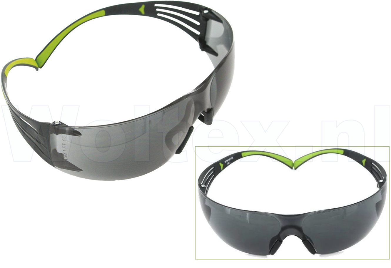 3M SecureFit Brillen SF400 SF402AFG AS/AF Anti kras- anti damp UVA en UVB-bescherming grijs