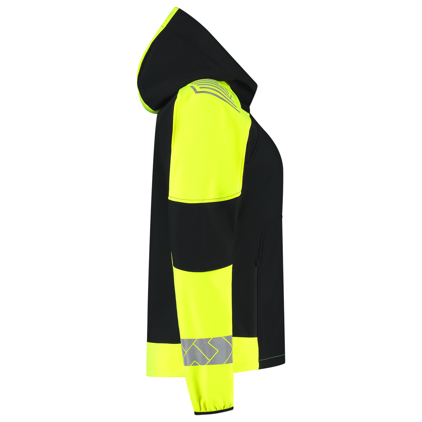 Tricorp Workwear Reflective Redefined Jassen 406115 Softshell Capuchon Dames HiVis zwart-fluo geel(blackfluoryellow)