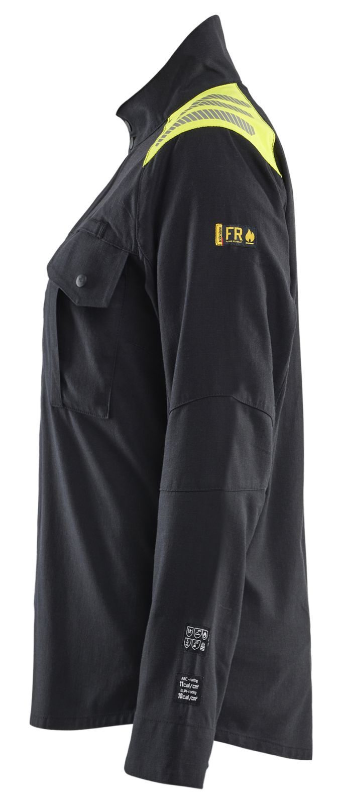 Blaklader Vlamvertragend Multinorm Dames Overhemd 40721512 dames inherent vlamwerend antistatisch reflectie HiVis zwart-fluo geel(9933)