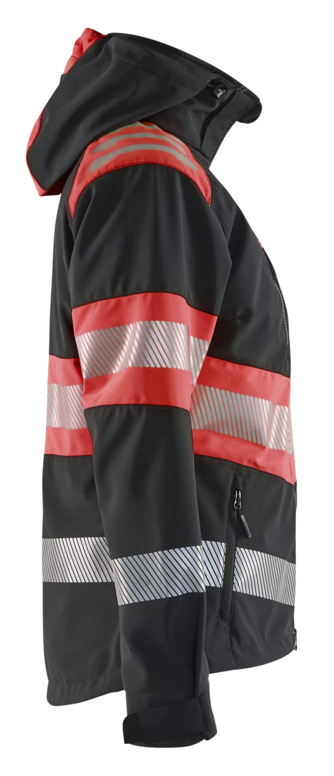 Blaklader High Vis Dames Jack 44042513 softshell dames HiVis waterdicht winddicht ademend zwart-fluo rood(9955)