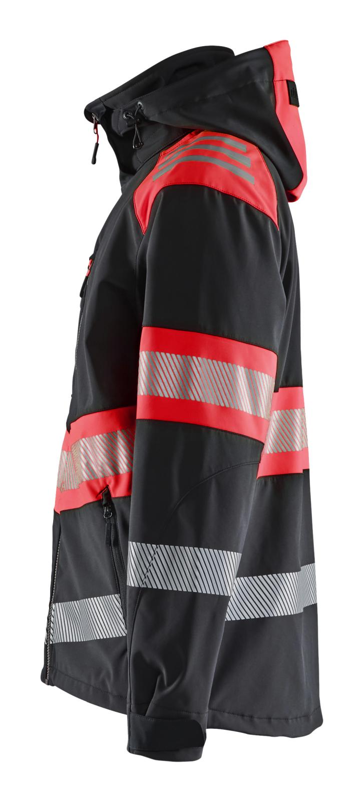 Blaklader High Vis Jack 44942513 softshell HiVis waterdicht winddicht ademend zwart-fluo rood(9955)