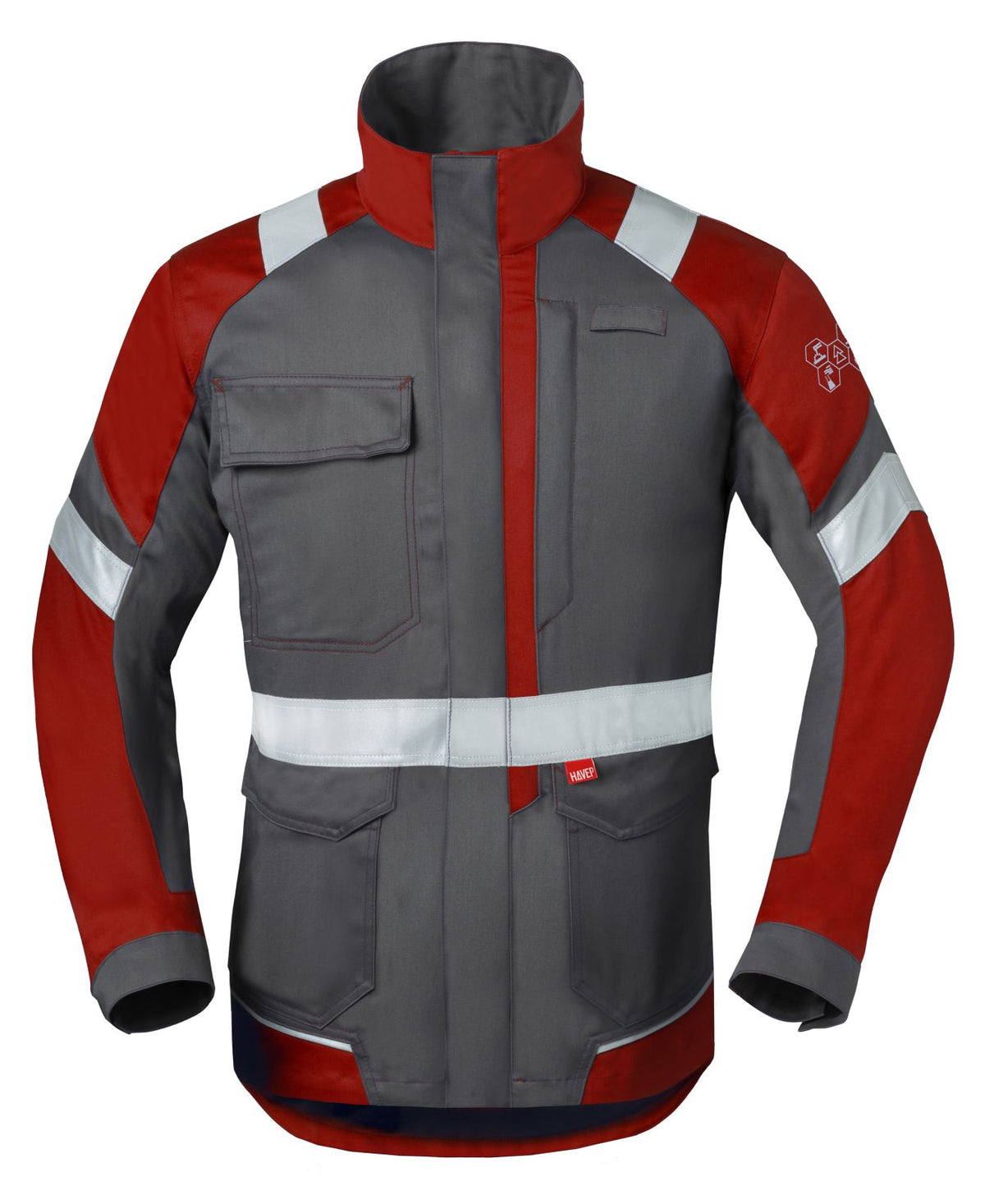 Havep 5safety Image + Jas 50388 over de heup (colbert) reflectie houtskool-rood(AAB)