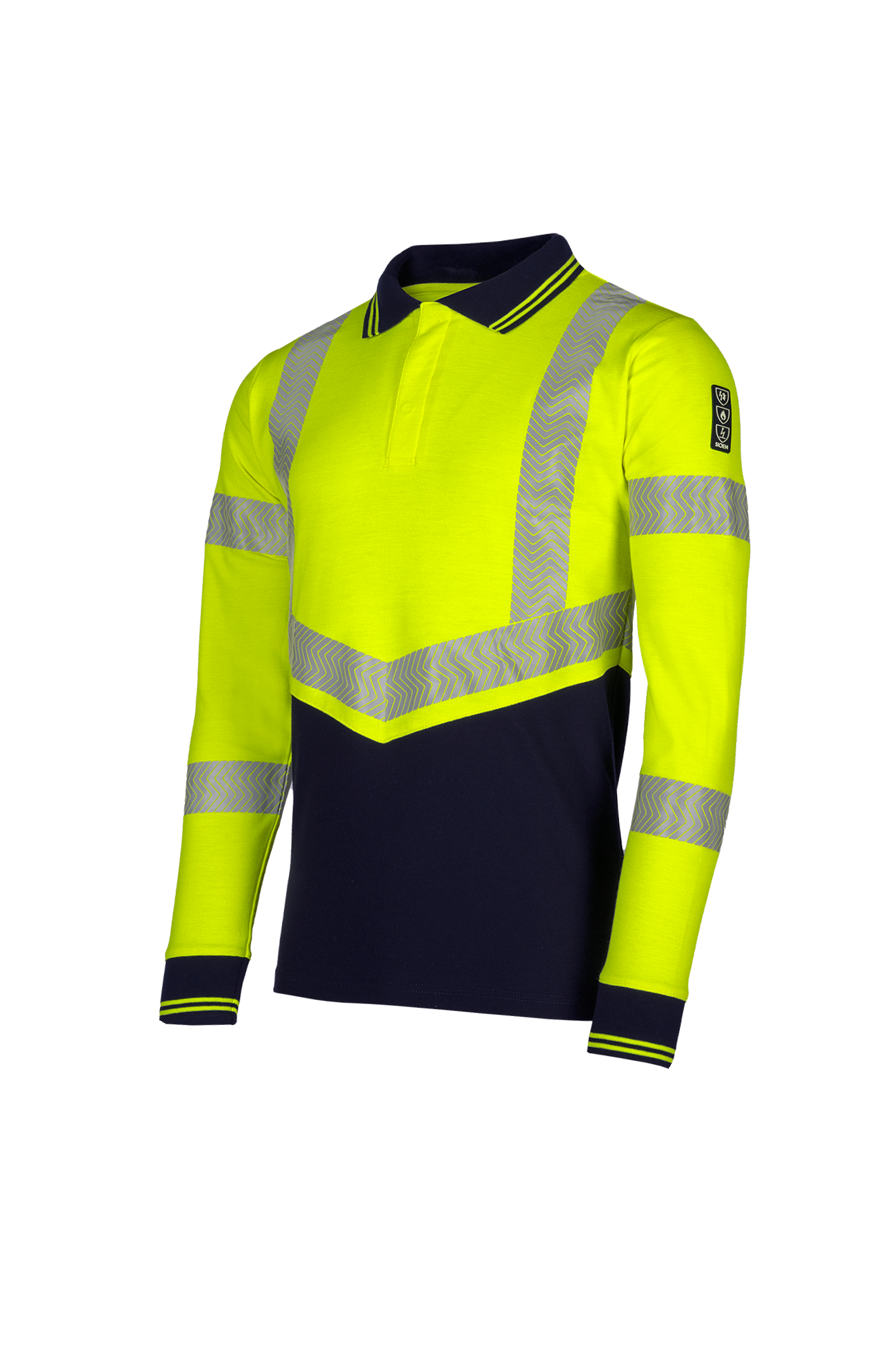 Sioen Poloshirts Ardva Multinorm fluo geel-marineblauw