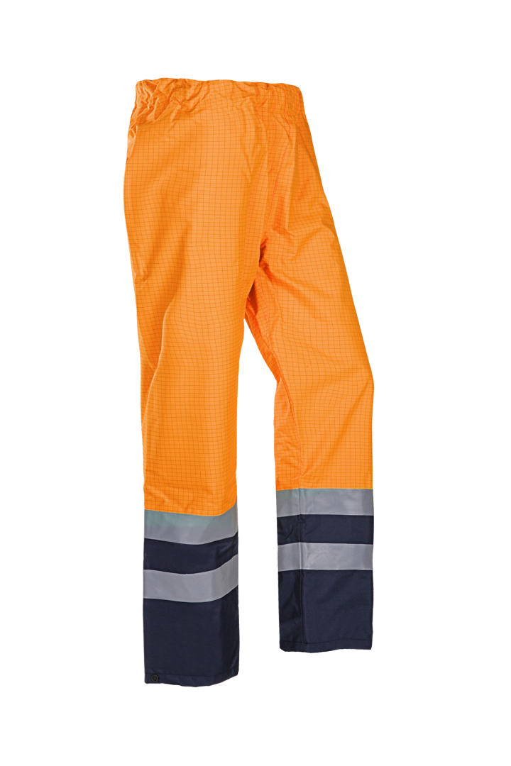 Sioen Regenbroeken Tielson 5874N2EF5 multinorm HiVis fluo oranje-marineblauw