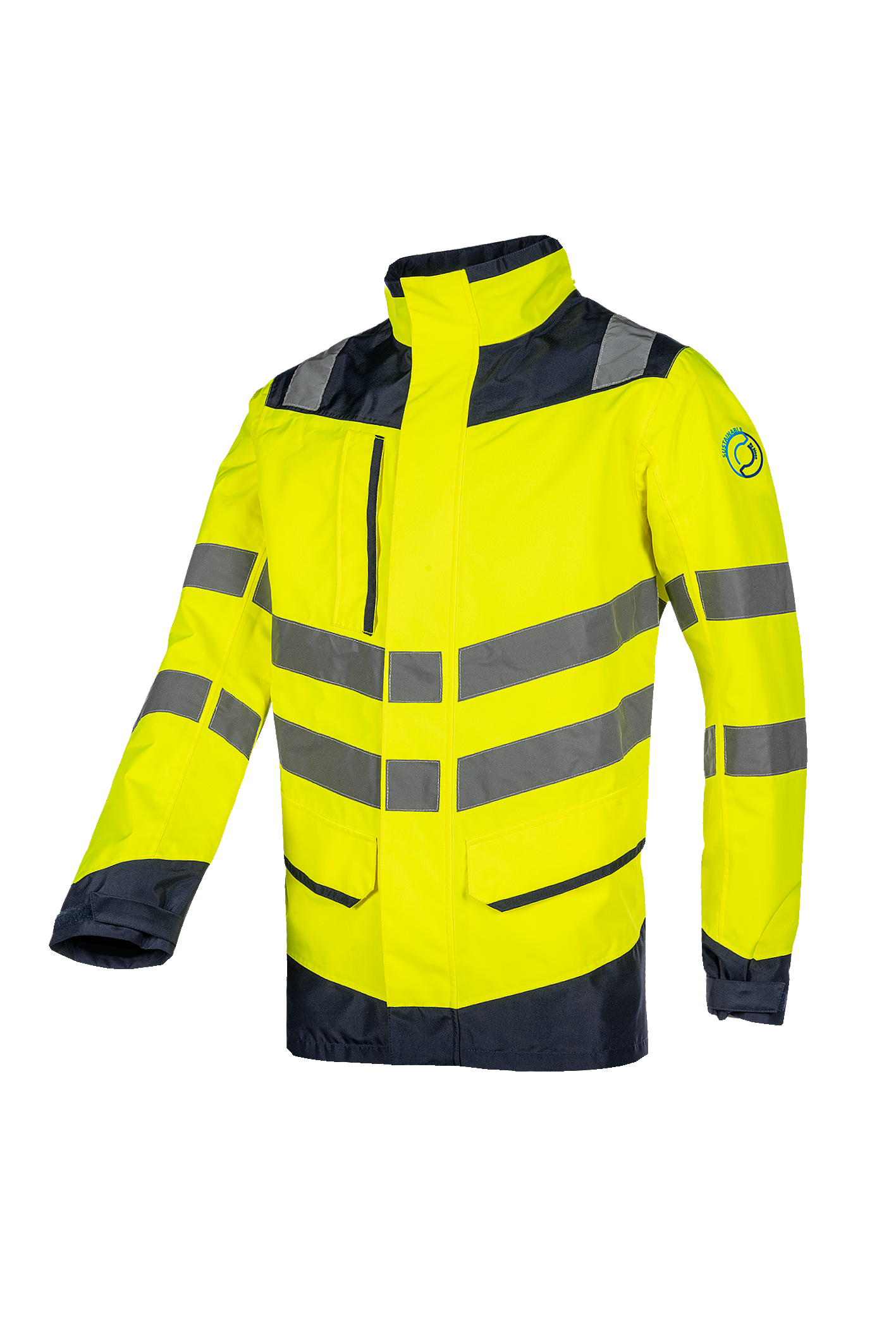 Sioen Regenjassen Birkum HiVis fluo geel-marine