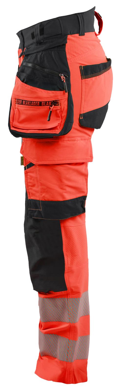 Blaklader High Vis Dames Werkbroeken 70221648 4-weg stretch HiVis fluo rood-zwart(5599)