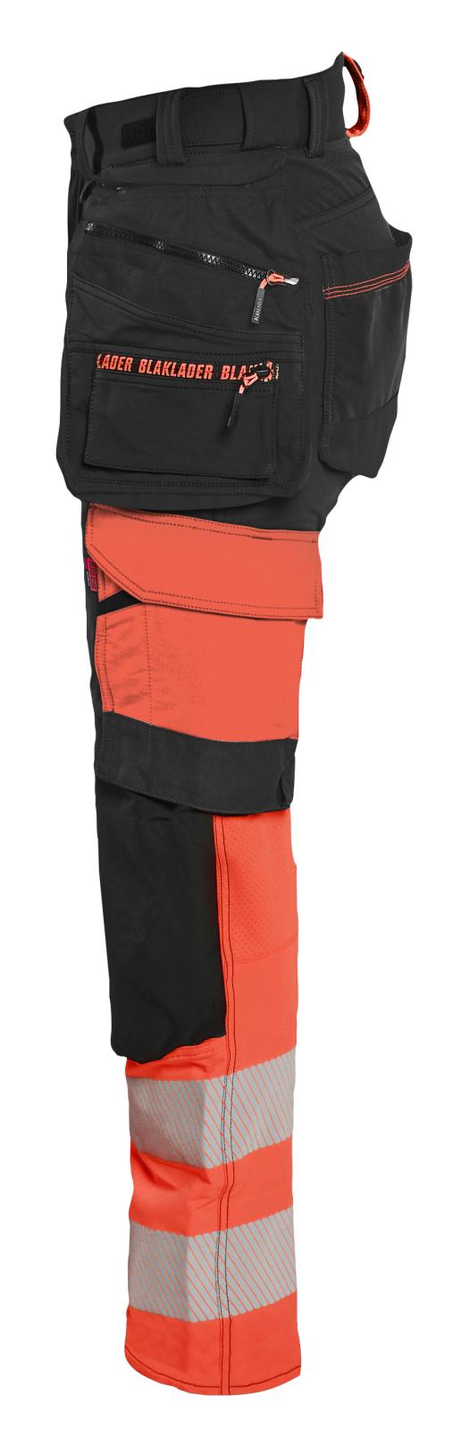 Blaklader High Vis Dames Werkbroeken 70251648 4-weg stretch HiVis zwart-fluo rood(9955)