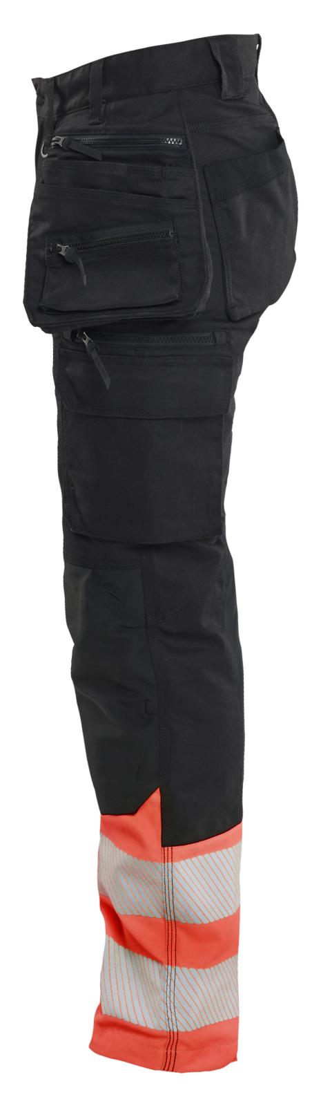 Blaklader Dames High Vis Werkbroek 70301149 Stretch gereedschapszakken HiVis zwart-fluo rood(9955)