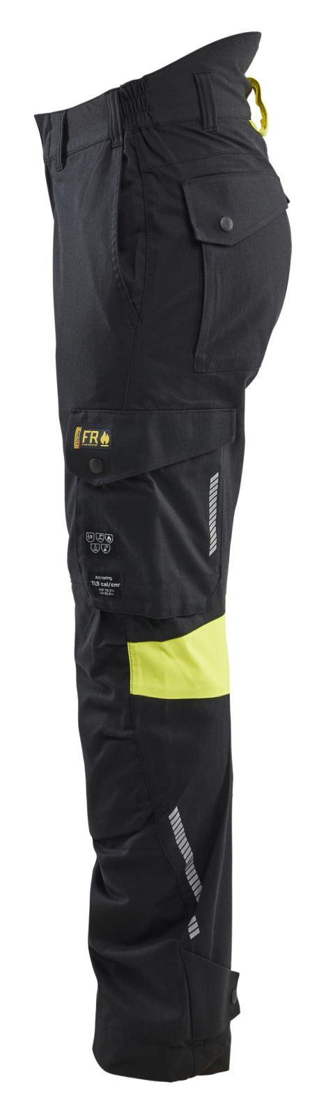 Blaklader High Vis Dames Werkbroeken 71071512 4-weg stretch zwart-fluo geel(9933)