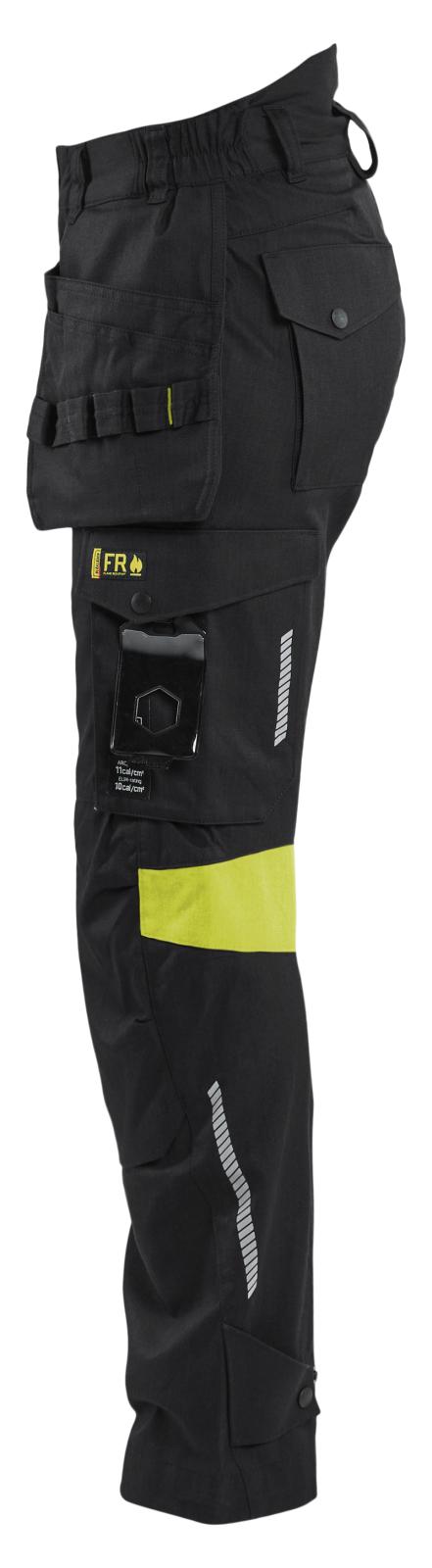Blaklader High Vis Dames Werkbroeken 71081512 4-weg stretch zwart-fluo geel(9933)