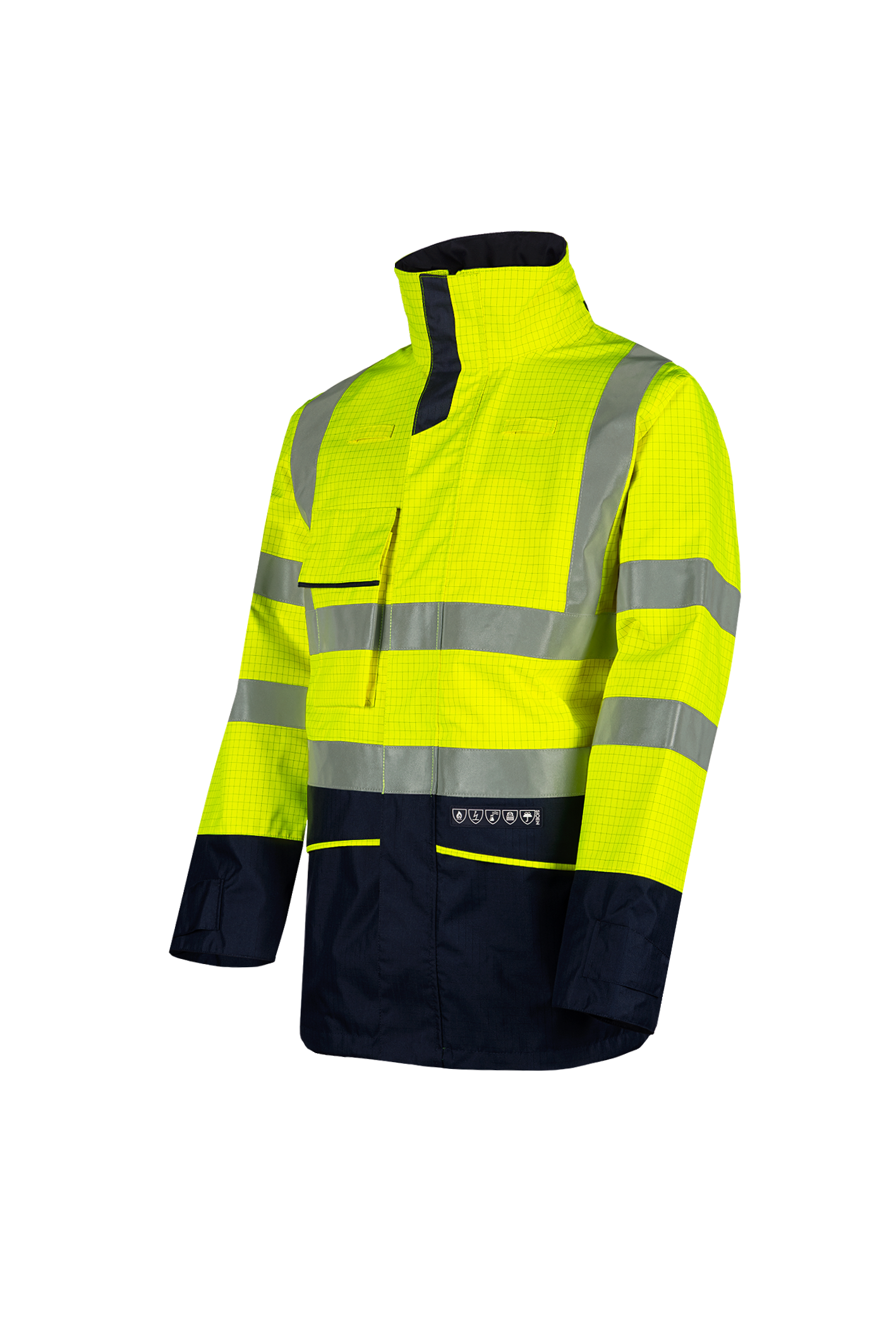 Sioen parka Hedland multinorm fluo geel-marine